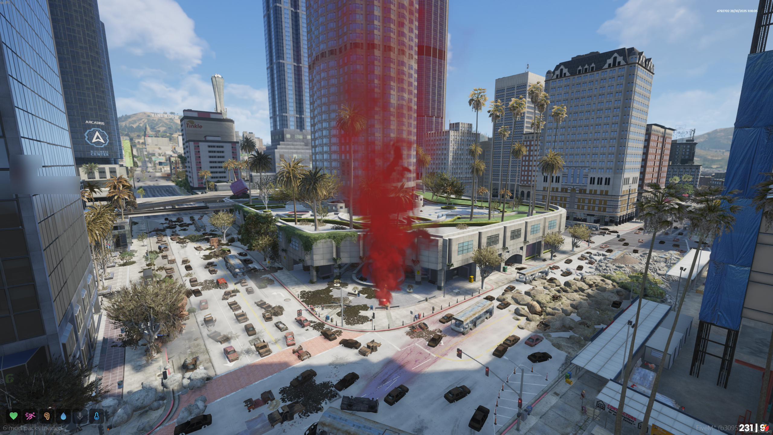 Loot drop signal over downtown Los Santos