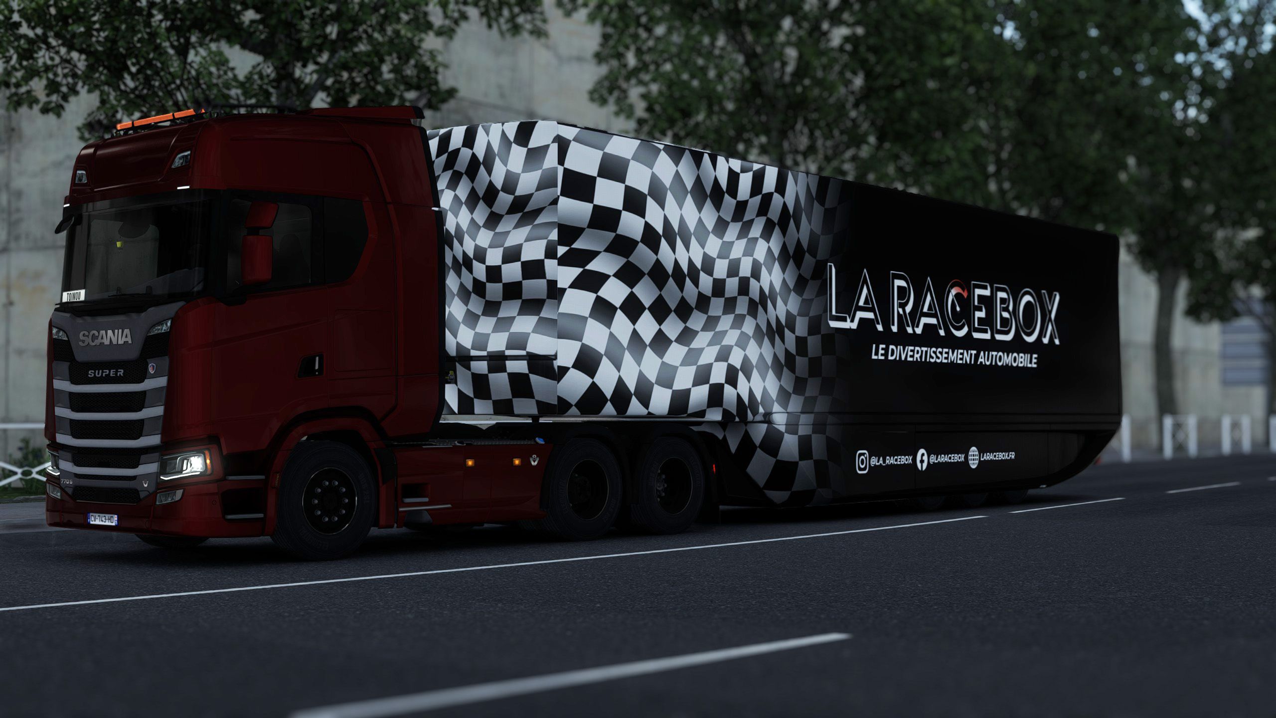 Skin de remorque La Racebox, vue de profil