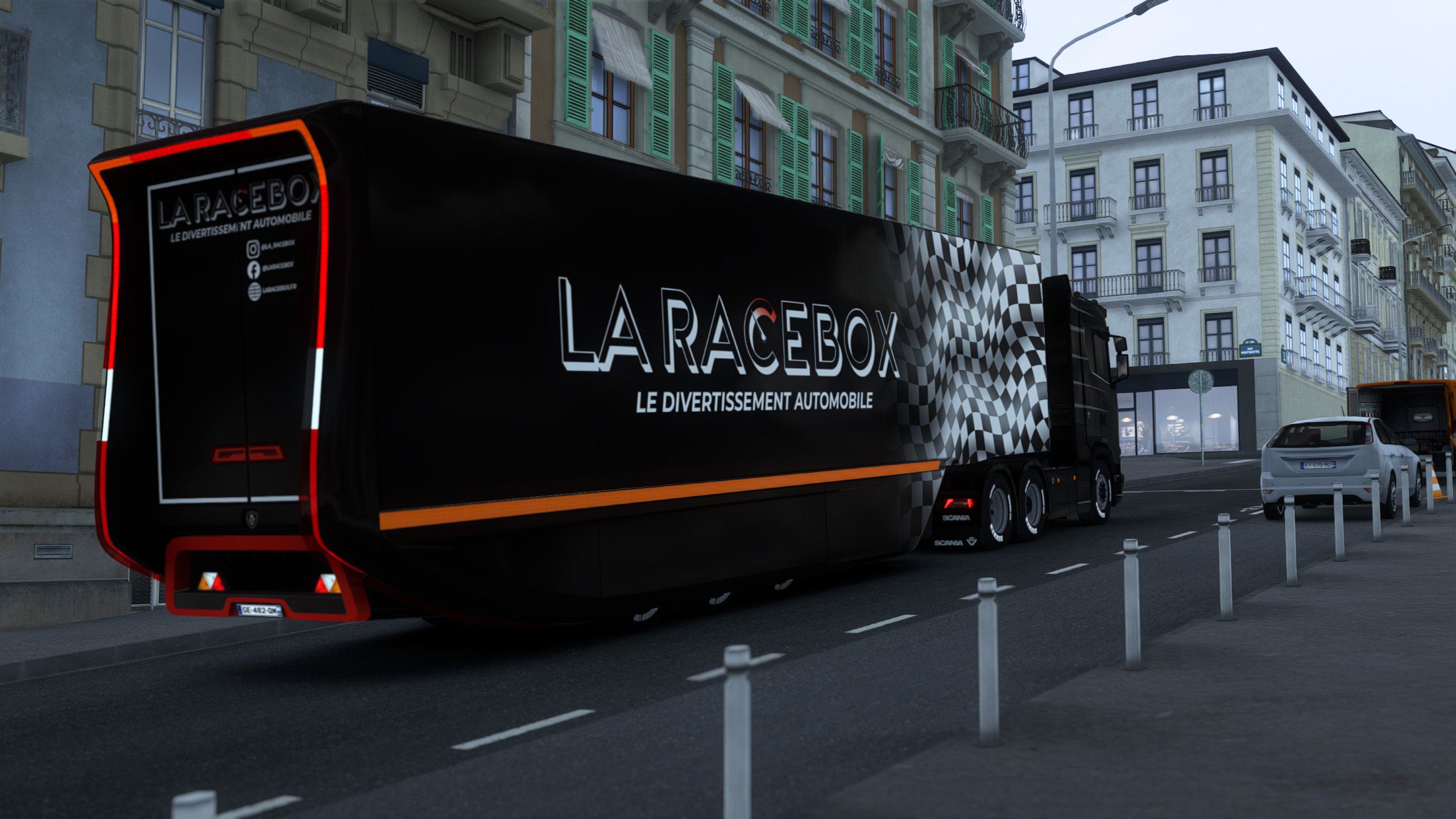 La remorque roulant dans une rue française