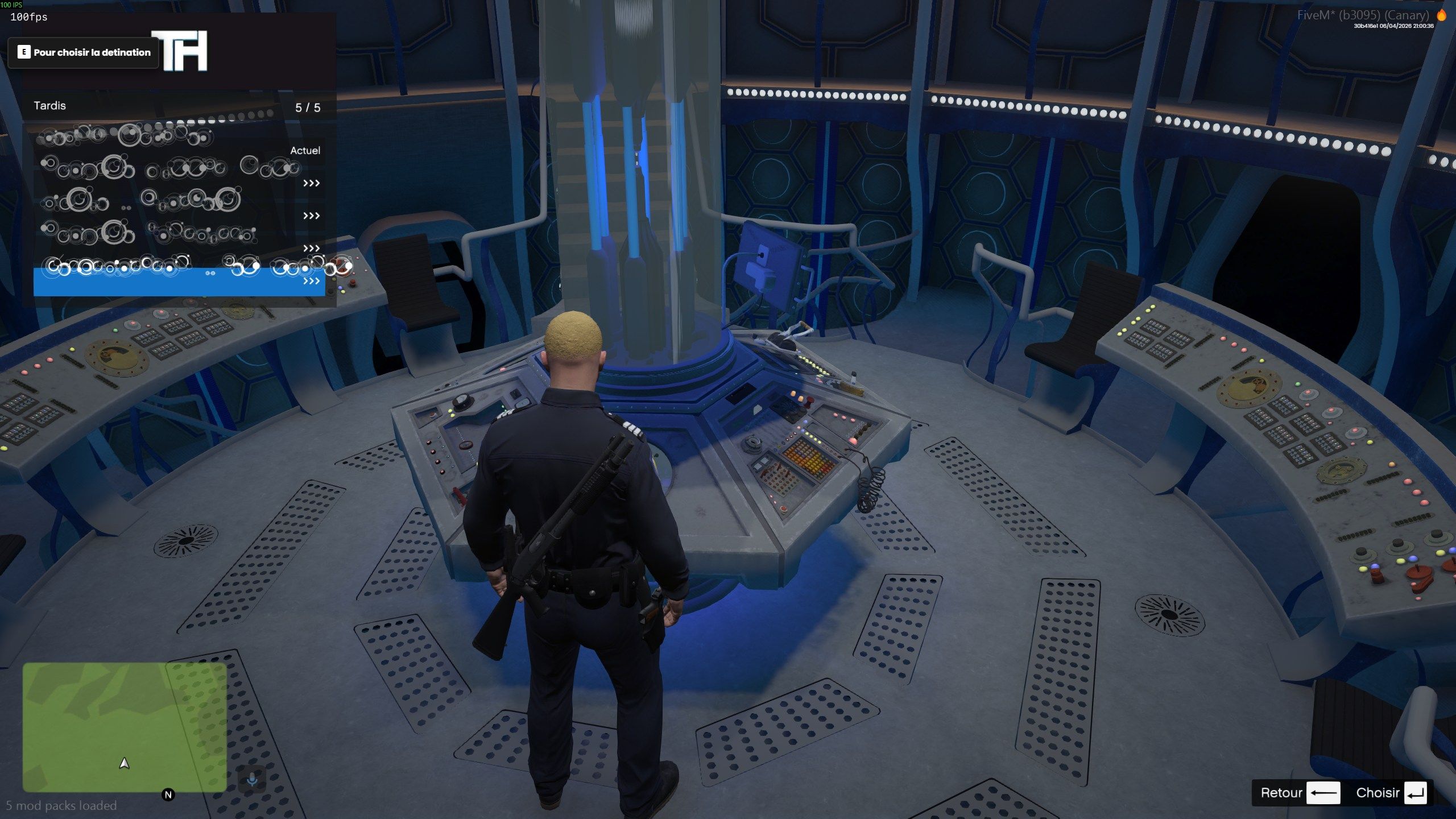 Picking a destination from the TARDIS console