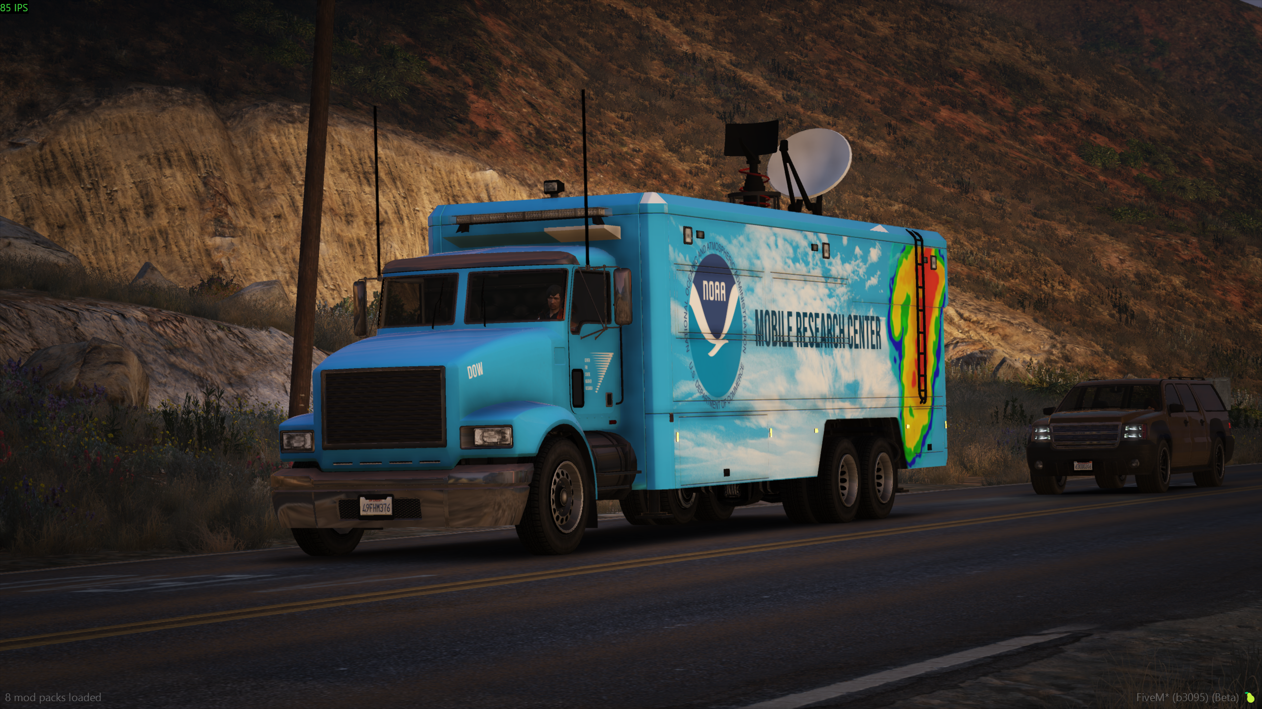 Mobile search truck on the road